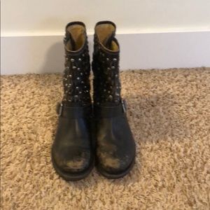 Frye moto boots.